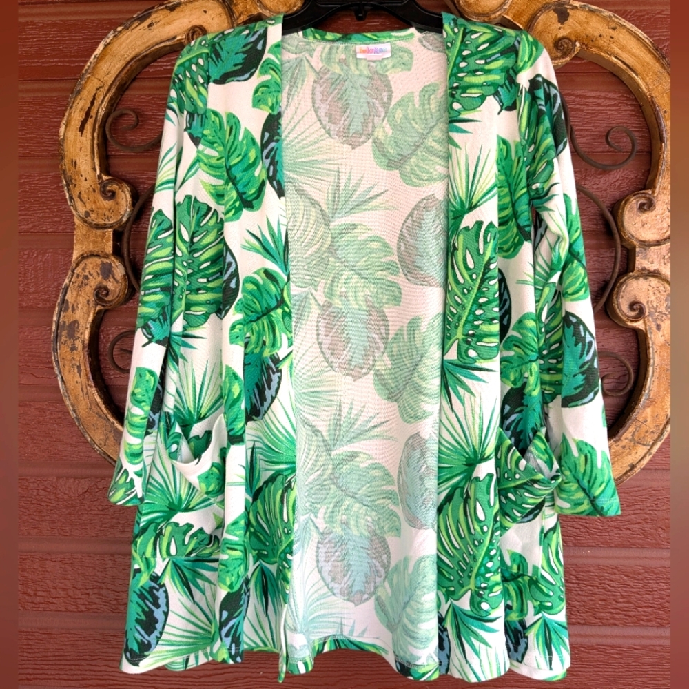🖖 LuLaRoe 🖖Banana Leaf Print Caroline Cardigan EUC
